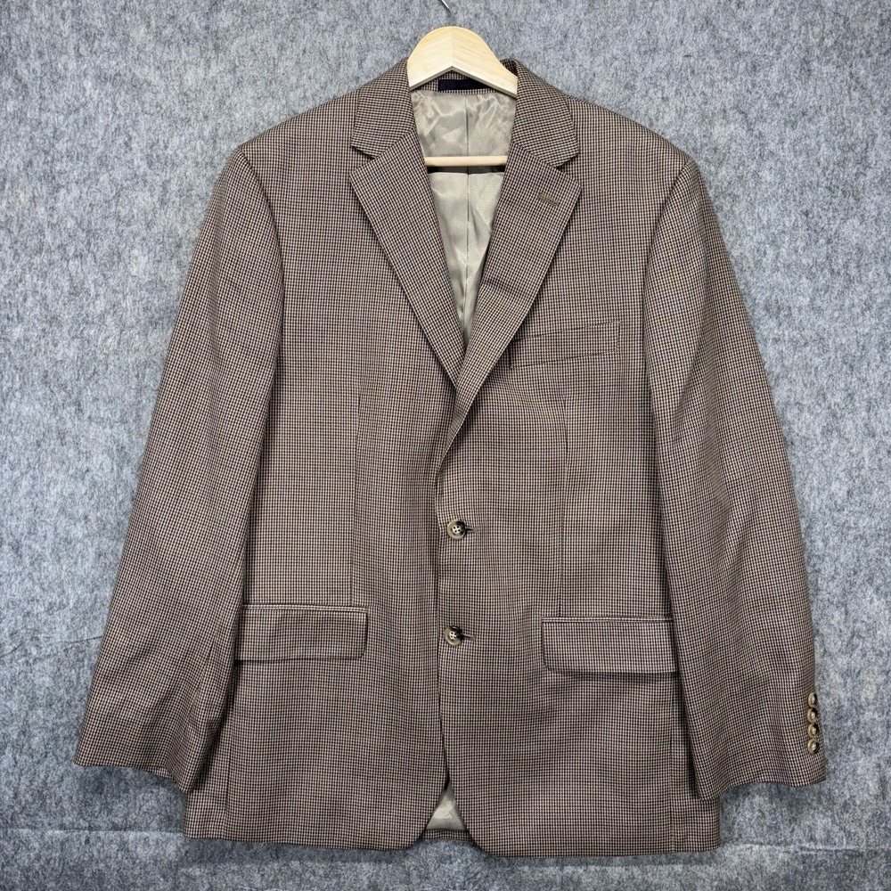 Lauern Ralph Lauren Houndstooth Blazer Men's 40R Preppy Work Sport Coat Brown